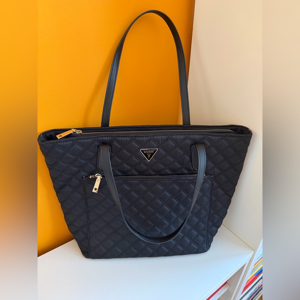 Guess USA Black Quilted Tote Bag